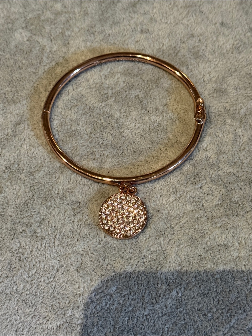 Kate spade Rose Gold Pave Disc Charm Bangle Bracelet